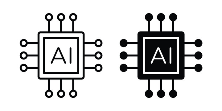 AI processor chip icon vector design and illustration.