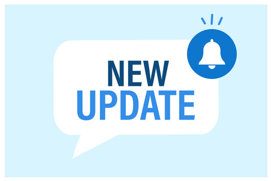 New update banner with megaphone notification. Reminder for new update Vector illustration.

