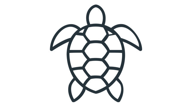 Graceful green sea turtle swimming through the deep ocean calm minimalist flat vector icon illustration with detailed shell patterns ideal for environmental awareness and aquatic art themes.