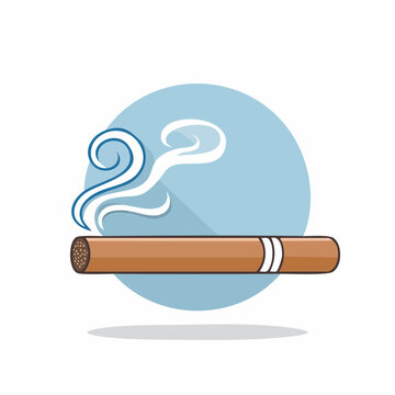 Illustration of a lit cigar with smoke