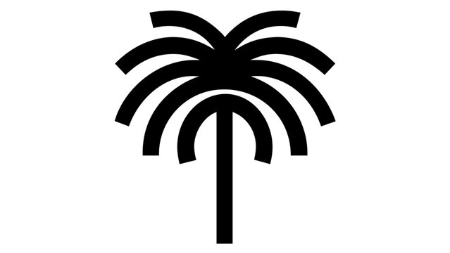 Decorative tropical palm tree species vector illustration with lush fronds, specifically crafted for summer vacation themes, travel agency branding, coastal landscape designs, and scalable flat icons.