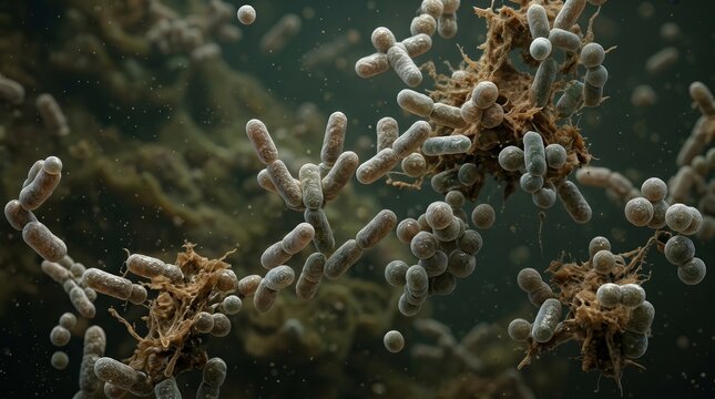Bacteria organisms performing organic matter breakdown in wastewater treatment processes.