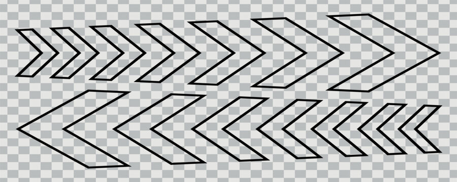 Arrow chevron symbol. Black arrows symbols set. Blend effect. Vector isolated on Transparent. EPS 10.