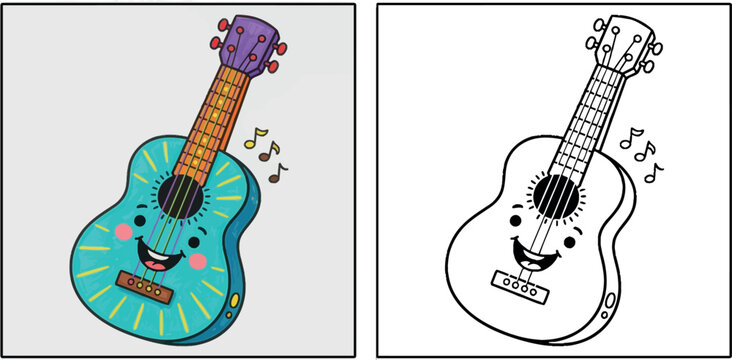Cute Guitar coloring page