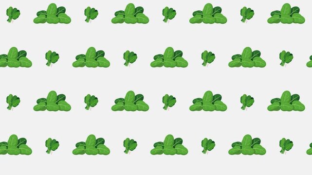 Green Spinach Bundles and Leaves Seamless Pattern Background, leafy vegetable and healthy diet concept.