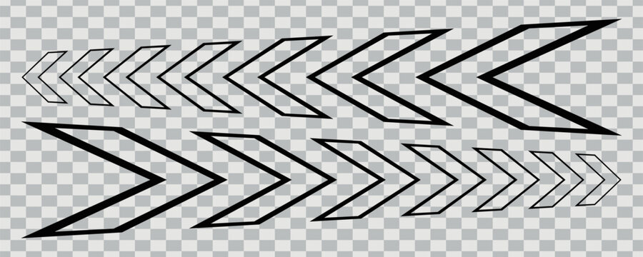 Arrow chevron symbol. Black arrows symbols set. Blend effect. Vector isolated on Transparent. EPS 10.