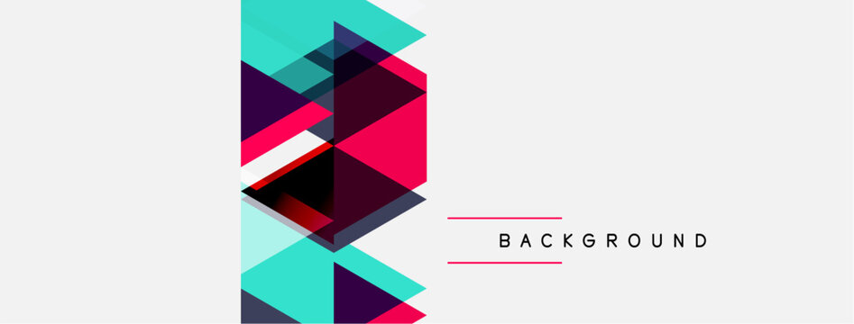 Abstract geometric shapes overlap, creating vibrant pink, turquoise, black design. Minimalist style with text label present.