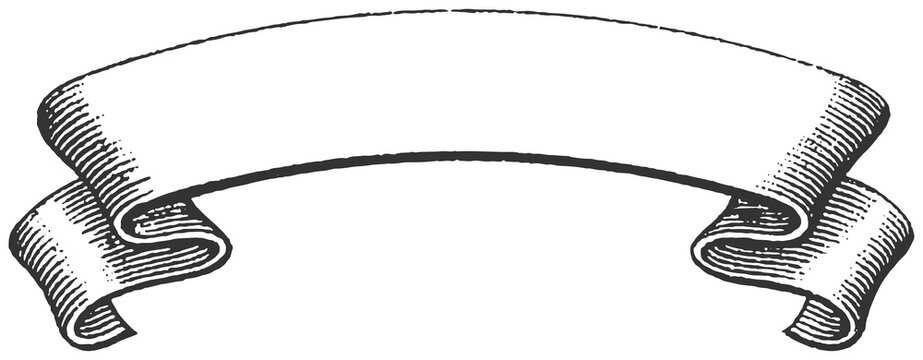Vintage Curved Ribbon Banner PNG &ndash; Antique Engraved Scroll Frame Illustration
