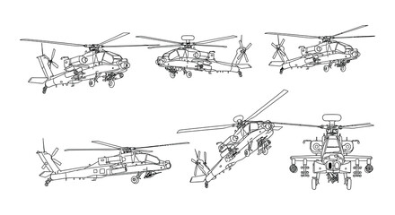 Fototapeta premium Vector illustration of multiple helicopter views high-quality