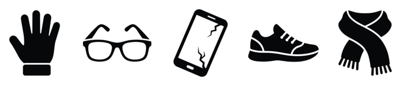 Everyday accessories collection for mobile app interfaces and modern web graphic symbols