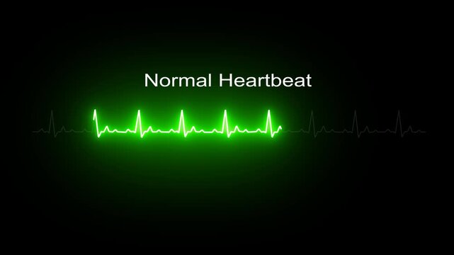 Green Neon Normal Heartbeat ECG Monitor for Healthcare