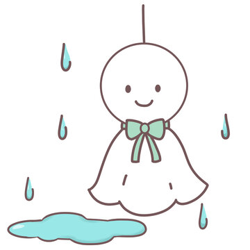 Cute teru teru bozu sunshine doll with mint ribbon