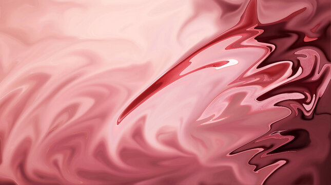 Abstract Pink and Red Fluid Marble Texture Background with Soft Luxury Waves