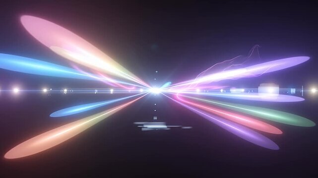 neon lasers crossing abstract beams at night colorful light trails