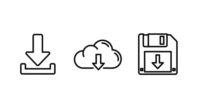 download cloud and floppy disk icons in linear style