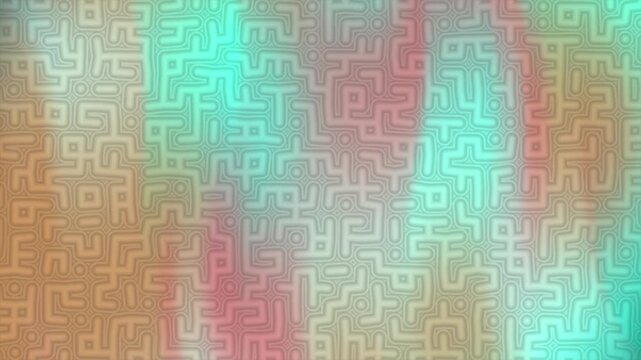 Colorful maze pattern with geometric shapes.