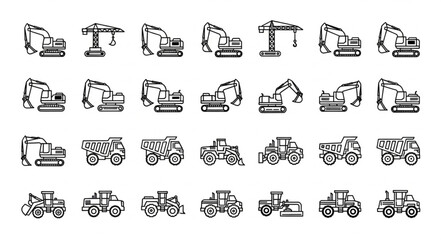 Collection of Hand Drawn Construction Vehicle Icons. © Serli