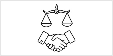 Fototapeta premium Legal Agreement and Justice Scales Outline Icon
