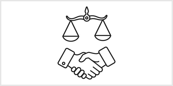 Legal Agreement and Justice Scales Outline Icon