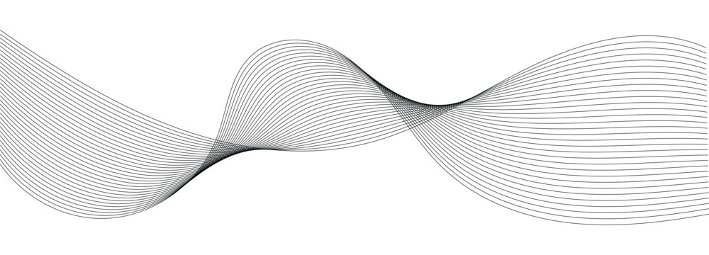 Abstract gray flowing wave background, minimalist thin parallel lines composition, modern digital smoke or silk texture vector isolated on white background