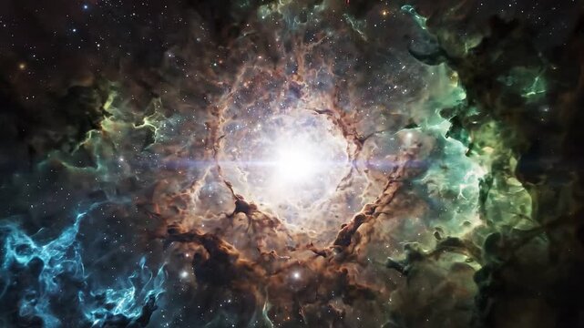 Vibrant cosmic explosion in space with stars and colorful nebula