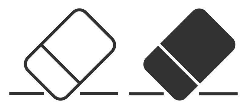 eraser icon set outline and solid style isolated on transparent background
