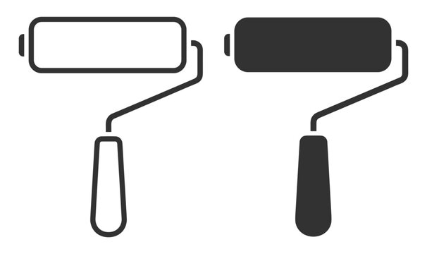 paint roller icons set in solid and outline style vector illustration on transparent background