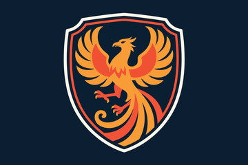 Obraz premium Vector Phoenix Shield Modern Illustration Creative Design Template 
