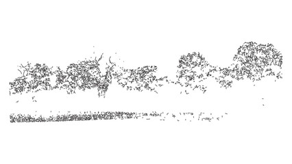 Abstract sketch of organic vegetation elements with leafy textures and grassy foundations. © Sara Studio