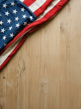american flag on wooden background