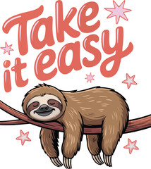 Fototapeta premium Cute Sloth Relaxed Funny T Shirt Design 
