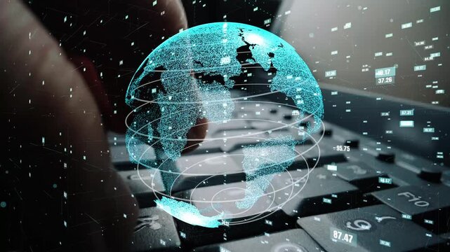 This image captures the essence of digital connectivity with a globe overlay on a keyboard, symbolizing the dynamic relationship between technology and global communication. Xenic