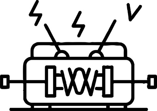 Industrial electrical transformer component with power symbols