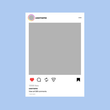 Instagram social media posts frame layout mobile phone mockup vector template