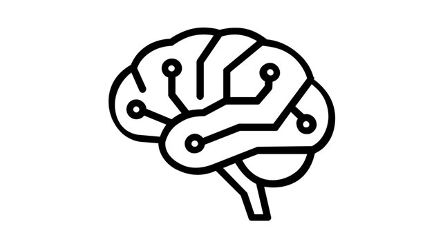 Sophisticated digital brain neural connection vector icon, showcasing advanced cyber core framework, deep computing processes, structural node networks, and modern technological machine processing.