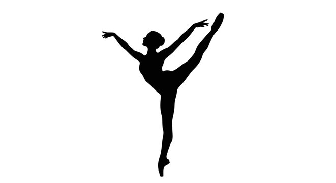 Silhouette of female ballet dancer posing.