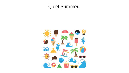Fototapeta premium Summer Icons: A cheerful composition of vibrant summer icons, celebrating the essence of leisure, warmth, and joyful moments. capturing the bright essence of sunny day.