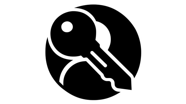 Identity management vector icon illustration featuring a minimalist user profile silhouette with a security key overlay, perfect for cybersecurity, access control, and digital privacy concepts.
