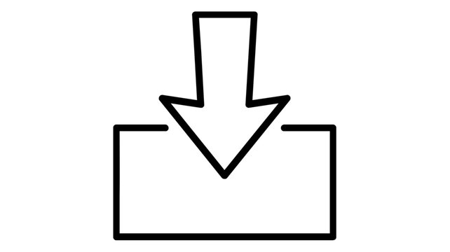 Platform engineering vector icon illustration featuring a clean line art downward arrow into a box, representing software deployment, data storage, and multi-layered infrastructure blueprints.