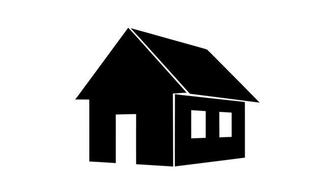 Simple Black House Icon.