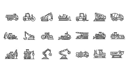 Construction Vehicles Set: Heavy Machinery Icons for Engineering and Building Projects © difka