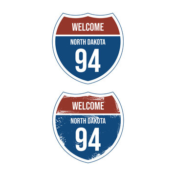 Welcome to North Dakota Interstate Code in Grunge Badge Perfect for Print, Apparel, etc