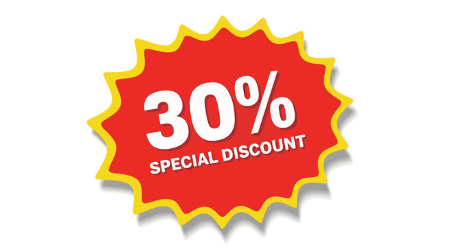 30% Special Discount Starburst - Sale Promotion, Offer, Price Reduction