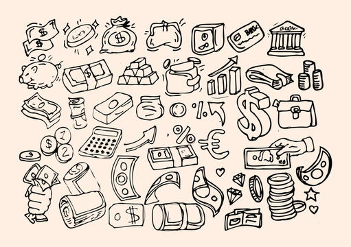 Brush drawn doodle sketch Italian brunch clipart set. Hand drawn food ink illustration with poster template. Doodle sketch 20