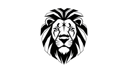 Fototapeta premium Black and white lion head illustration.