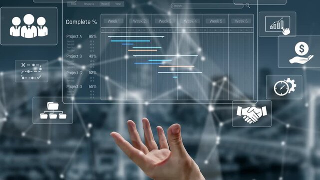 Project management dashboard showing timeline, tasks, milestones, and workflows for planning, tracking, and executing successful business or team projects Marrow