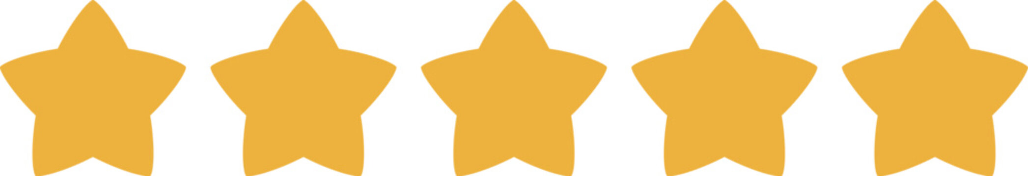 五つ星のイラスト素材　 評価やレビューのアイコンセット　five star rating icon set yellow stars for customer review and quality ranking vector