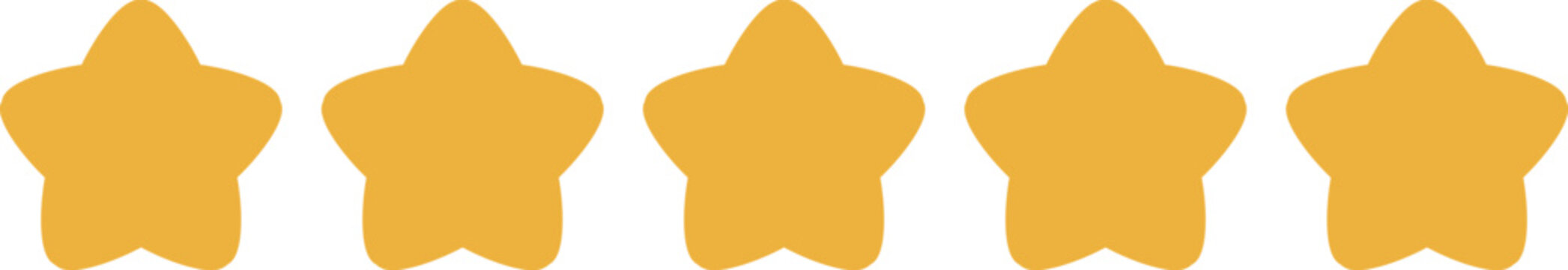 五つ星のイラスト素材　 評価やレビューのアイコンセット　five star rating icon set yellow stars for customer review and quality ranking vector