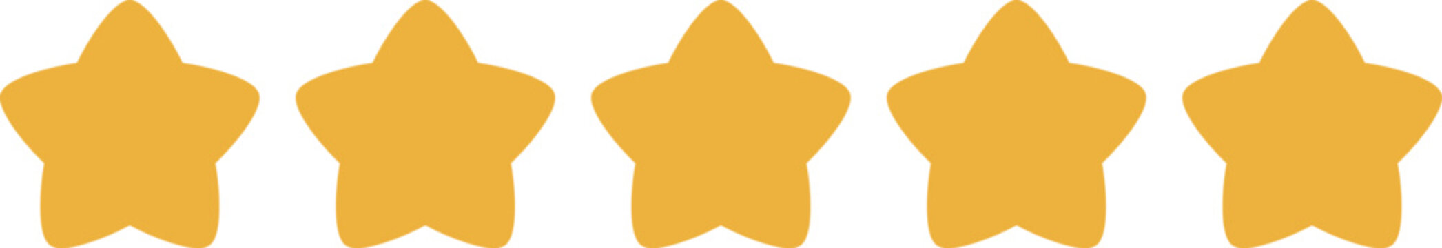 五つ星のイラスト素材　 評価やレビューのアイコンセット　five star rating icon set yellow stars for customer review and quality ranking vector