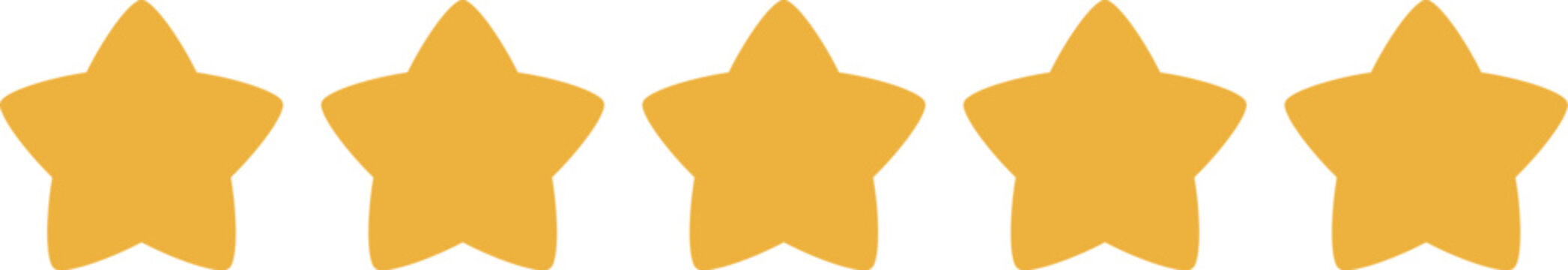 五つ星のイラスト素材　 評価やレビューのアイコンセット　five star rating icon set yellow stars for customer review and quality ranking vector